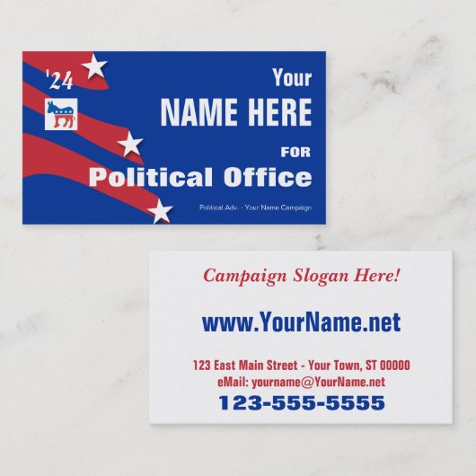 Demokrat - Politische Wahlkampagne Visitenkarte (Vorne/Hinten)