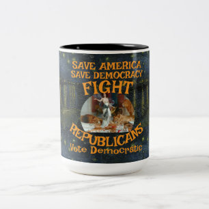 DEMOKRAT ZL X1 KP PARTEI WAHL KOSTEN T-SHIRT ZWEIFARBIGE TASSE