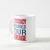 Demokratie braucht Mut | Red Blue | Kaffeetasse (Vorderseite Links)