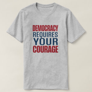 Demokratie braucht Mut   Red Blue   T-Shirt