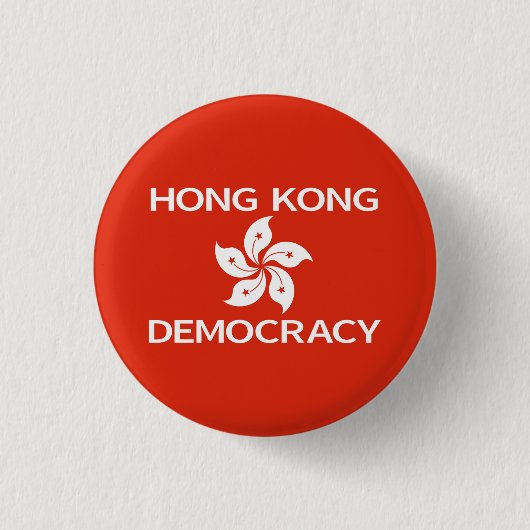 Demokratie - Hongkonger Orchideenflagge Button (Vorderseite)