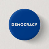 Demokratie moderne Typografie minimalistisch weiß Button (Vorderseite)