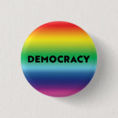 Demokratie schwarzer Text Regenbogengradienten Sto Button (Vorderseite)