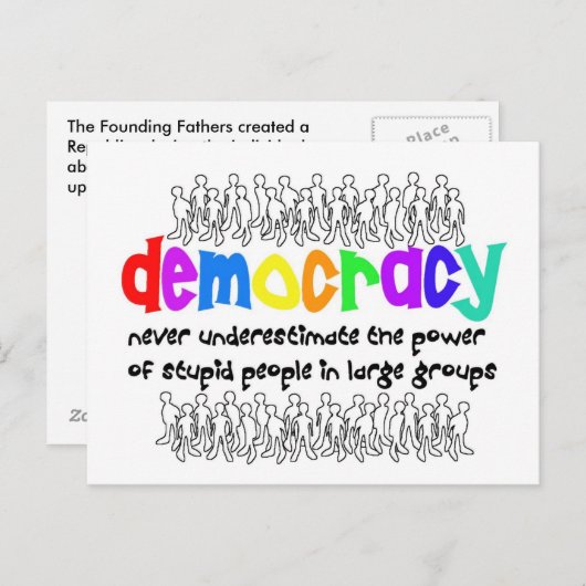 Demokratie, wer braucht sie? Postkarte (Vorne/Hinten)