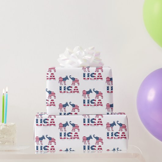 Demokratische Donkey-Republikanische Elefantenpoli Geschenkpapier (Partygeschenke)