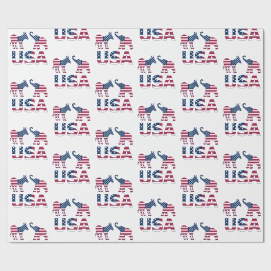 Demokratische Donkey-Republikanische Elefantenpoli Geschenkpapier (Flach)