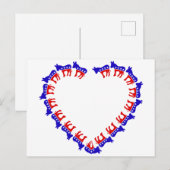Demokratische Esel im Herzen Postkarte (Vorne/Hinten)