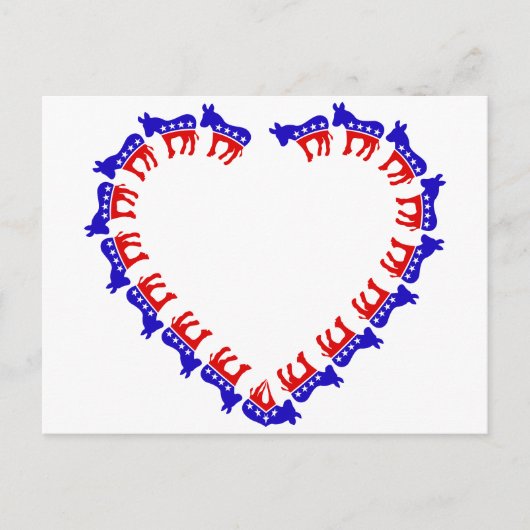 Demokratische Esel im Herzen Postkarte (Vorderseite)