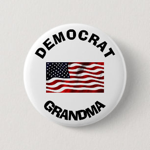Demokratische Oma Button mit amerikanischer Flagge