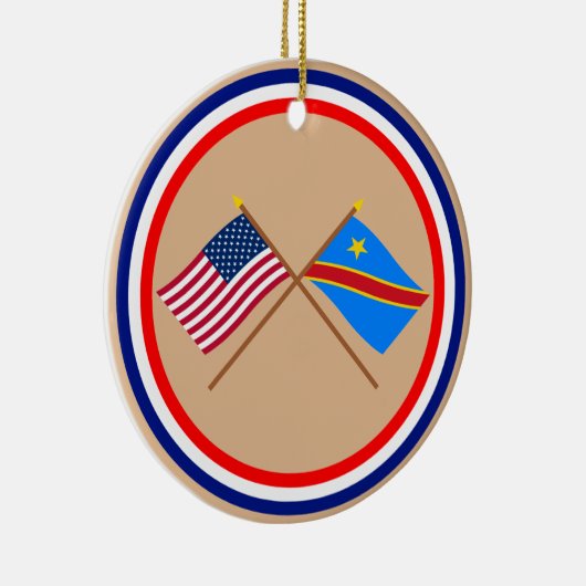 Demokratische Republik-gekreuzte Flaggen US und Keramikornament (Rechts)