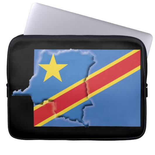 DEMOKRATISCHE REPUBLIK KONGO Flag Karte BLACK Laptopschutzhülle (Vorderseite)