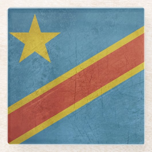 Demokratische Republik Kongo-Flagge Glasuntersetzer (Vorderseite)
