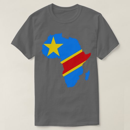 Demokratische Republik Kongo Flaggenafrika-Karte T-Shirt (Design vorne)