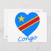 Demokratische Republik Kongo Flaggenherz Postkarte (Vorne/Hinten)