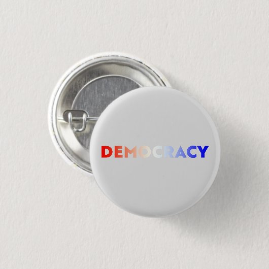 Demokratische Rot-Blau-Gradiententypografie grau Button (Vorne & Hinten)