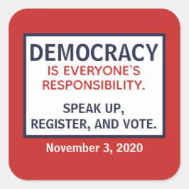 Demokratische Verantwortung Schnellere Registrieru Quadratischer Aufkleber