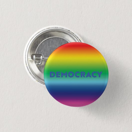 Demokratischer Blauer Text Regenbogengradienten St Button (Vorne & Hinten)