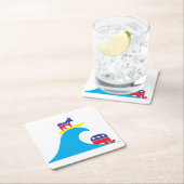 Demokratischer Donkey fährt die Blaue Welle Rechteckiger Pappuntersetzer (Vor Ort)