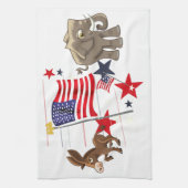 Demokratischer Donkey und republikanischer Elefant Geschirrtuch (Vertikal)