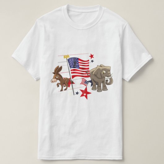Demokratischer Donkey und republikanischer Elefant T-Shirt (Design vorne)