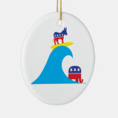 Demokratischer Esel reitet die blaue Welle Keramik Ornament (Rechts)