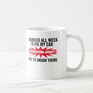 Demolierungs-Derby-Zertrümmern Ihr Auto Kaffeetasse