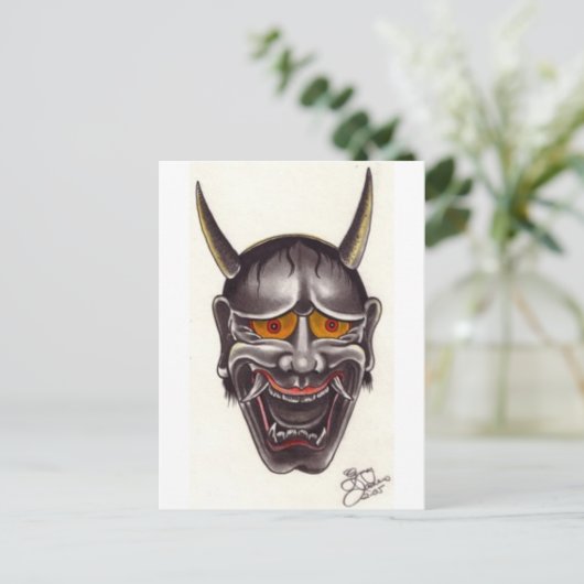 Demon Face Postkarte (Stehend Vorderseite)