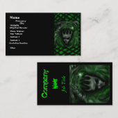 Demon Head mit Akzent im grünen Maßstab, Visitenka Visitenkarte (Vorne/Hinten)