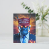 Demon Man in einem Red Hat Postkarte (Stehend Vorderseite)