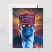 Demon Man in einem Red Hat Postkarte (Vorne/Hinten)