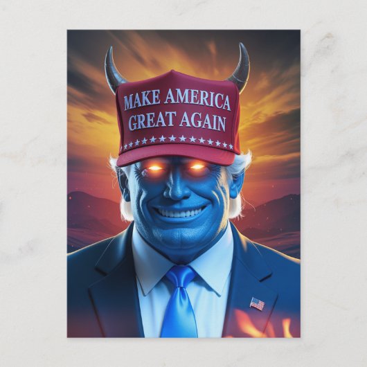 Demon Man in einem Red Hat Postkarte (Vorderseite)