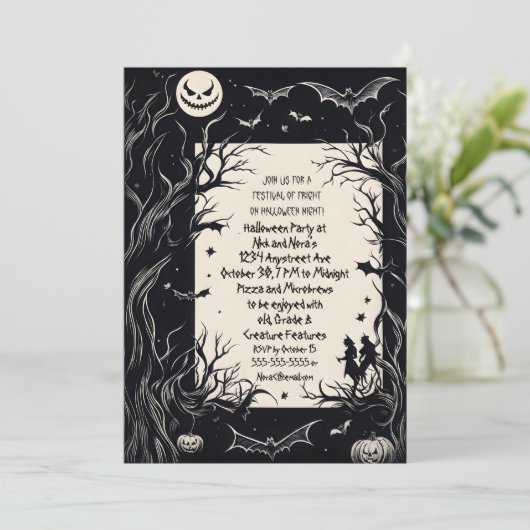 Demon Moon Halloween-Party Einladung (Stehend Vorderseite)