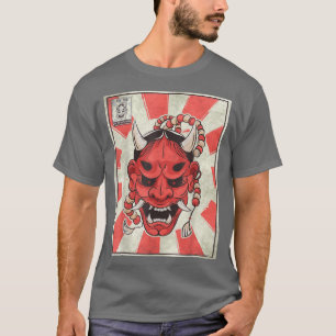Demon Oni Mask Yokai Postage Briefmarke Japanisch T-Shirt