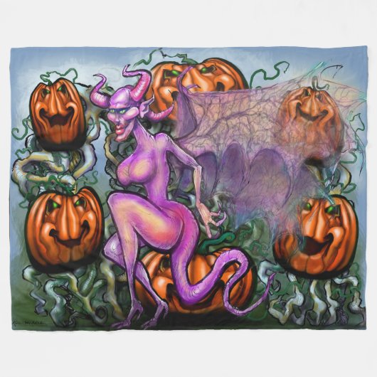 Demon Pumpkins Fleecedecke (Vorderseite (Horizontal))
