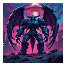 Demon Roboter mit Flügel bei einem UFO Poster