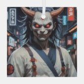 Demon Samurai Ornament Aus Glas (Rückseite)