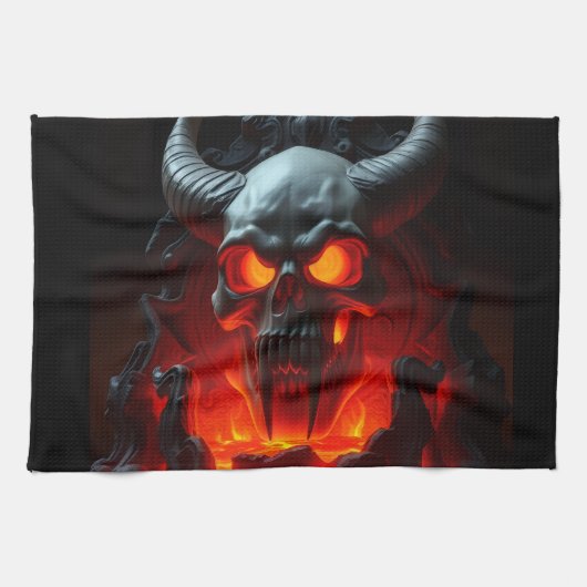 Demon Skull Throne Halloween Kitchen Towel Geschirrtuch (Horizontal)