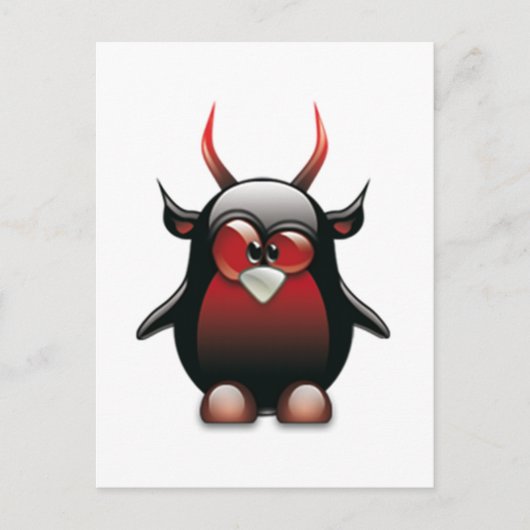 Demon Tux (Linux Tux) Postkarte (Vorderseite)