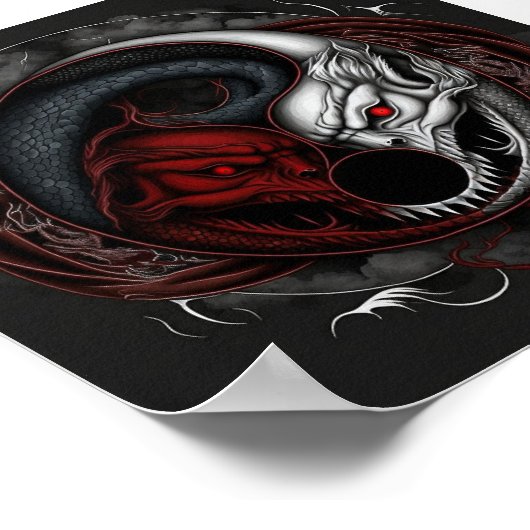 Demon Wolf Yin Yang Graphic Poster (Ecke)