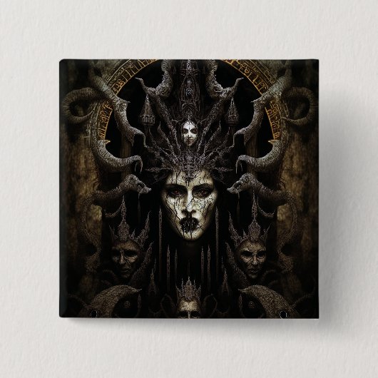 Demon Woman Monster Horror Art Button (Vorderseite)