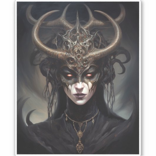 Demon Woman Queen Dark Fantasy Art Aufkleber (Vorderseite)
