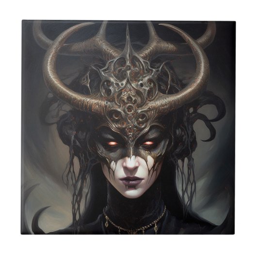 Demon Woman Queen Dark Fantasy Art Fliese (Vorderseite)