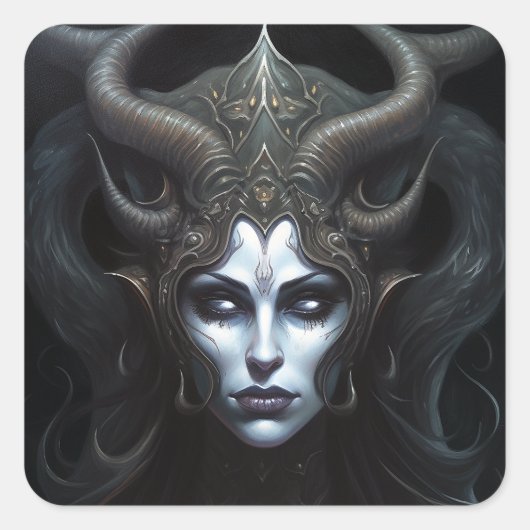 Demon Woman Queen Dark Fantasy Art Quadratischer Aufkleber (Vorderseite)