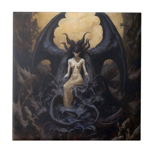 Demoness Dark Fantasy Goth Gothic Art Fliese (Vorderseite)