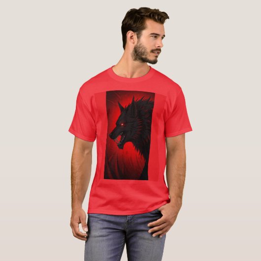 "Demonic Alpha Wolf - Red-Mit Augen-Fury Art" T-Shirt (Vorne ganz)