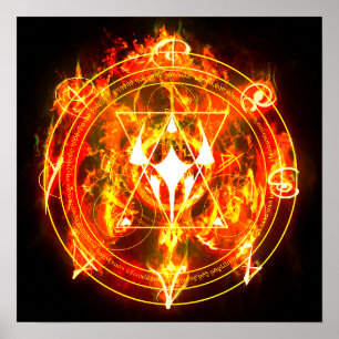 Demonic Hellfire Sigil von Chaos Infernal Red Poster