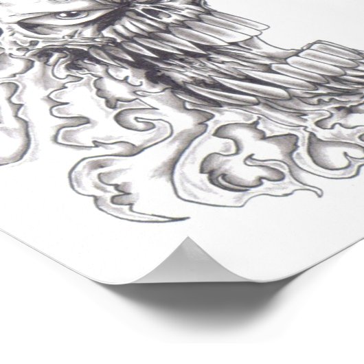 Demonic Skull Art Poster (Ecke)