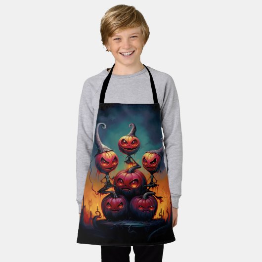 Demonische Kürbis in die Hölle feiern glückliches Schürze (Getragen)