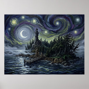 Demonreach Sternenhimmel-Fantasy-Landschaft Poster