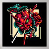 Demon's Embrace; Oni Maske und Schlange Poster (Vorne)